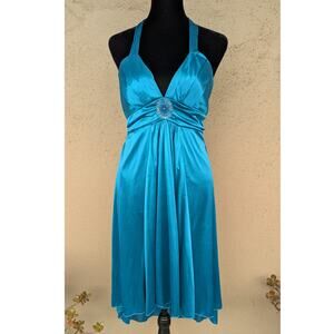 💜Teal Beaded Halter Dress – City Triangle M